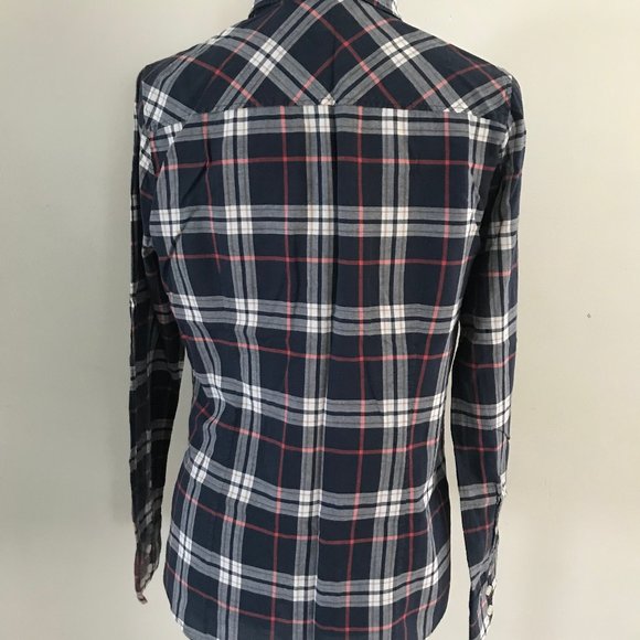 J Crew Perfect Fit Plaid Poplin Shirt Sz M - Picture 4 of 6